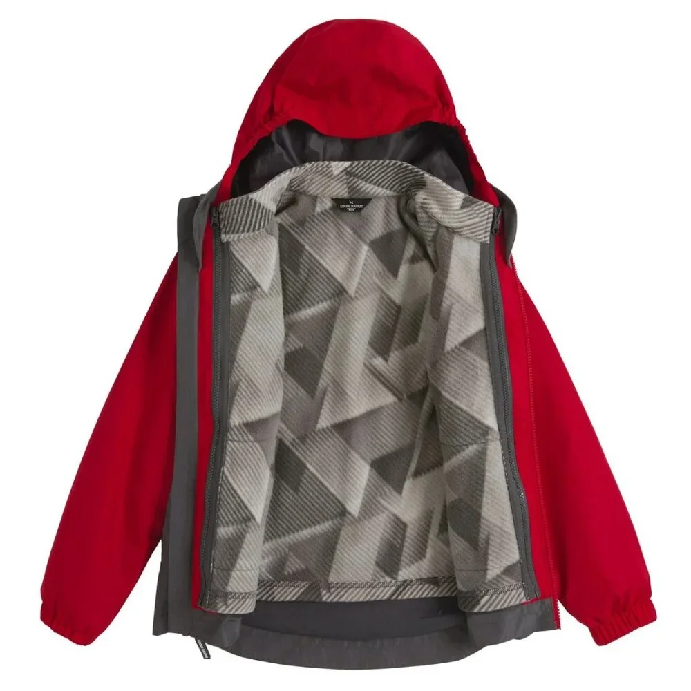 RED- Eddie Bauer Youth 3-in-1 Jacket : Inner Fleece‎ Liner Water Resistant